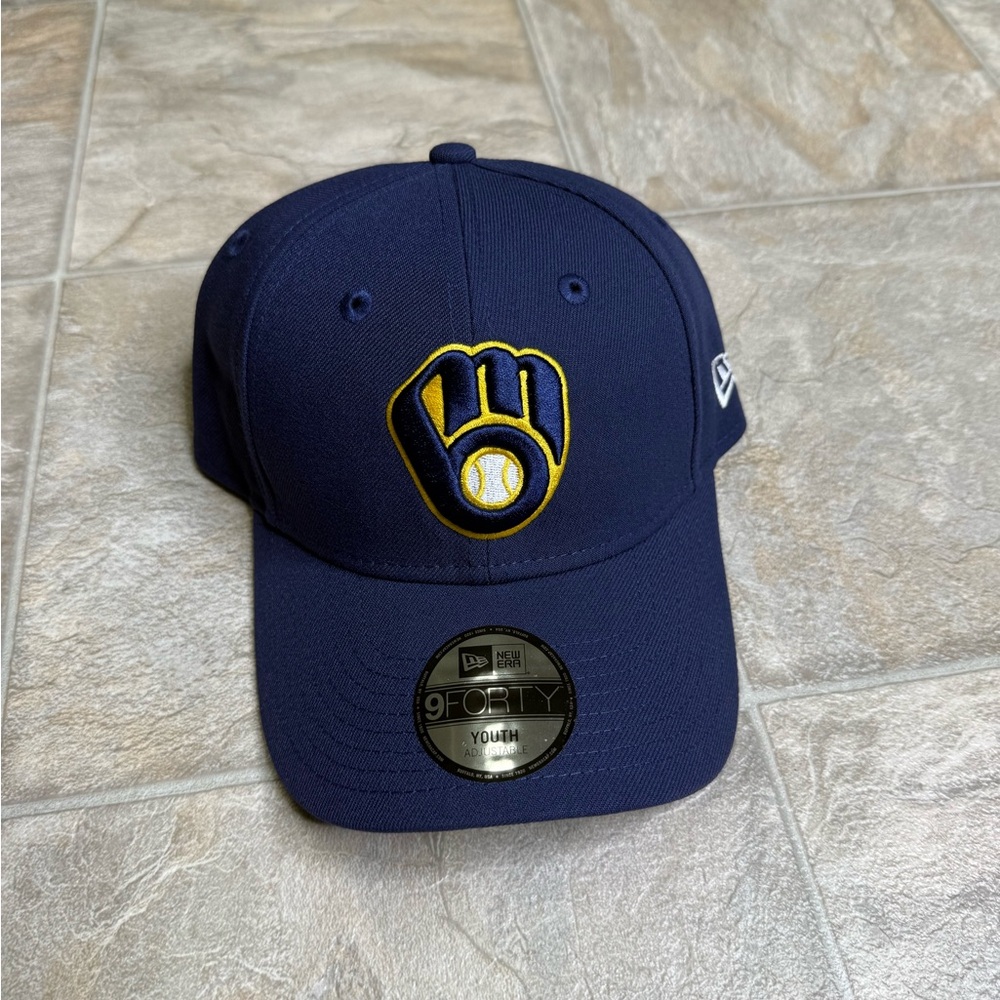 Milwaukee Brewers New Era 9Forty Youth Hat Size Adjustable Blue MLB Baseball NWT